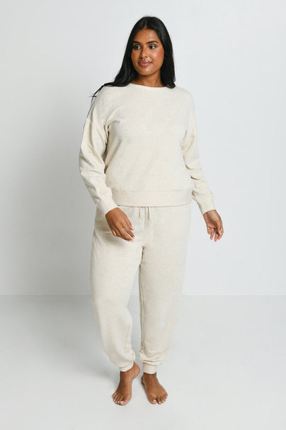 Luxus Lounge Sweatshirt Curvy - Vanilla Marl