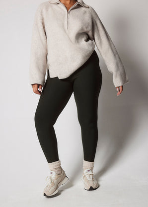 Everyday Winter High Waisted Leggings Curvy - Deep Olive