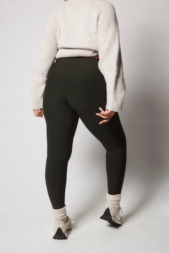 Everyday Winter High Waisted Leggings Curvy - Deep Olive