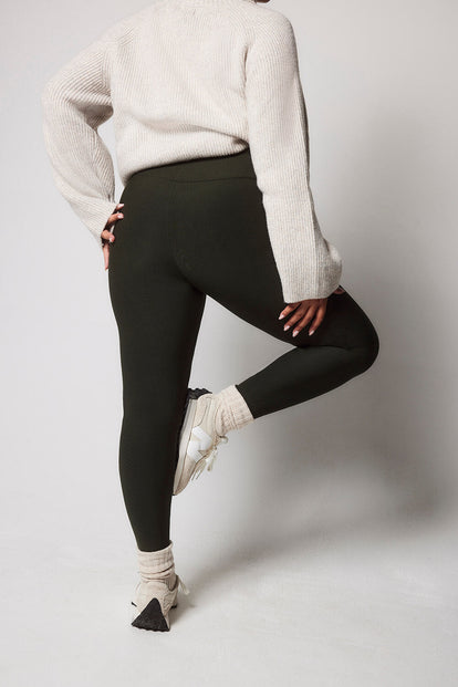 Everyday Winter High Waisted Leggings Curvy - Deep Olive