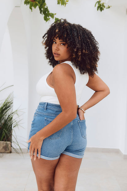 Everyday Jeansshorts Curvy - Mid Blue