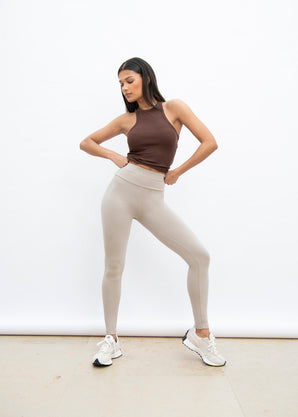 Everyday High Waisted Leggings - Oatmeal Beige