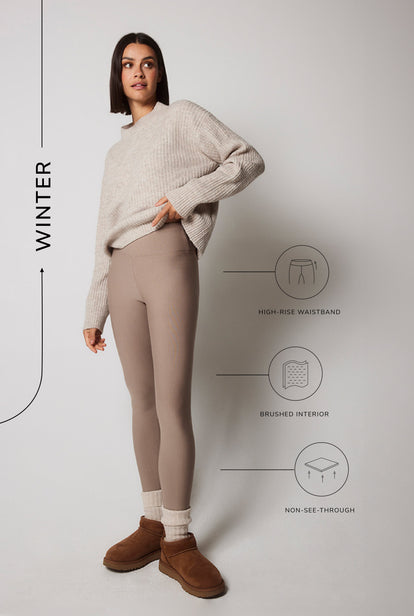 Everyday Winter High Waisted Leggings - Stone