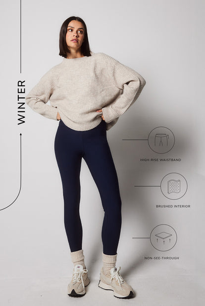 Everyday Winter High Waisted Leggings - Navy