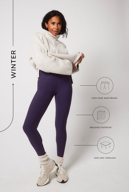 Everyday Winter High Waisted Leggings - Midnight Plum