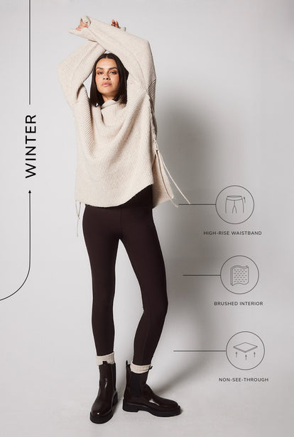 Everyday Winter High Waisted Leggings - Espresso Brown