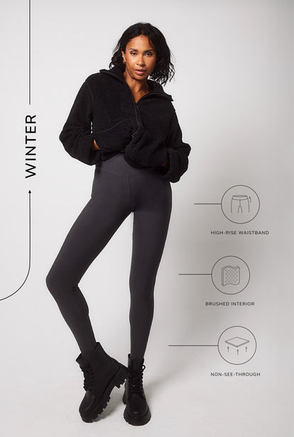 Everyday Winter High Waisted Leggings - Dark Grey