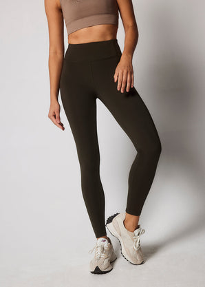 Focus High Waisted Sport Leggings - Olive Green