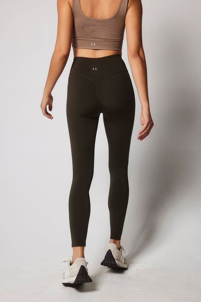 Focus 7/8 High Waisted Sport Leggings - Olive Green