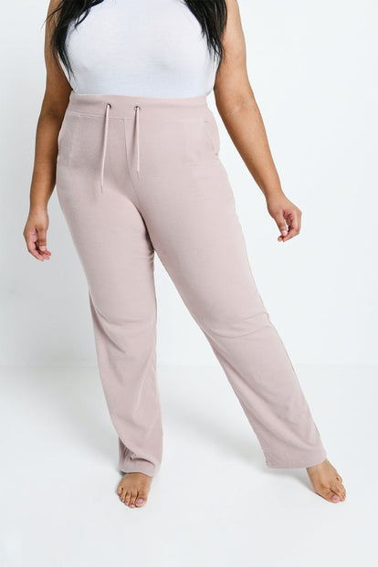 Gerippte Hose mit weitem Bein - Pink