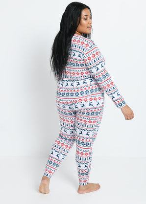 Soft Touch Pyjama Set - White Christmas Print