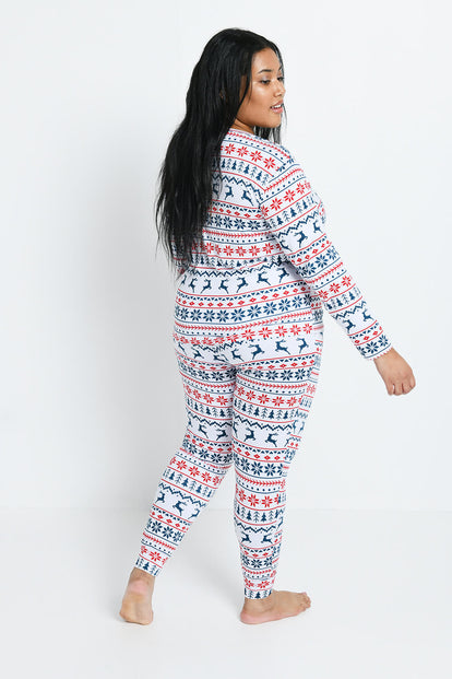 Soft Touch Pyjama Set  - White Christmas Print