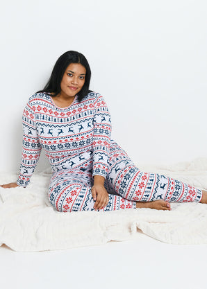 Soft Touch Pyjama Set - White Christmas Print