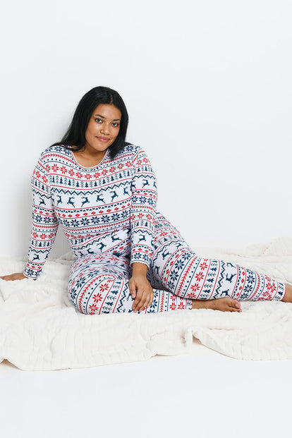 Soft Touch Pyjama Set - White Christmas Print