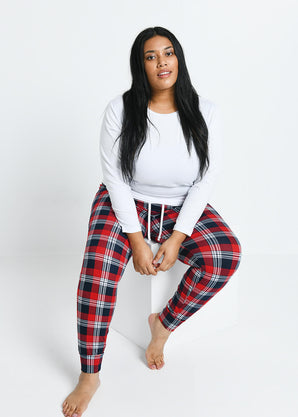 Soft Touch Pyjama Set - Navy & Red Check