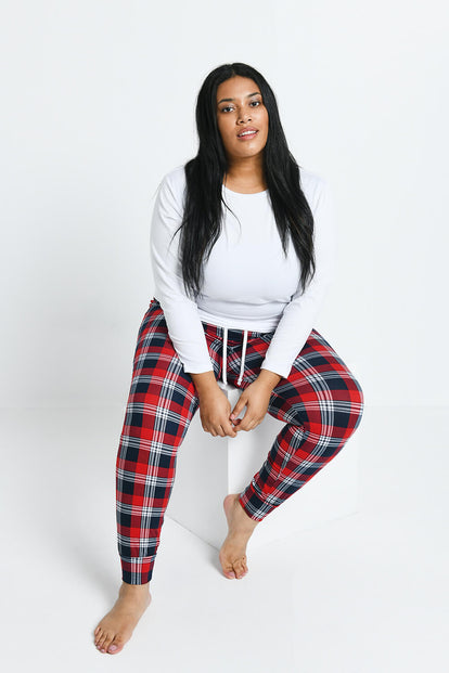 Soft Touch Pyjama Set - Navy & Red Check