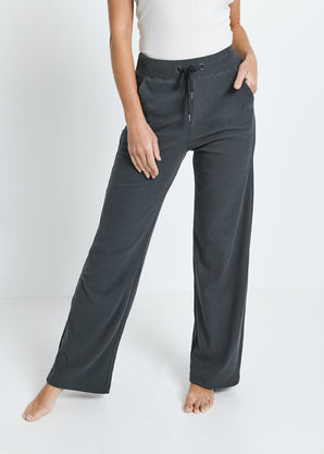 Gerippte Hose mit weitem Bein - Grey