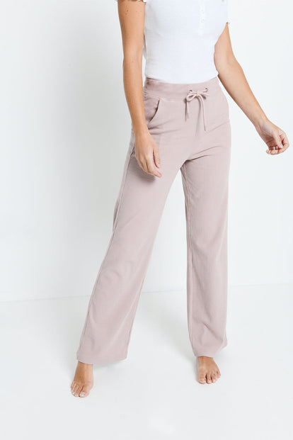 Gerippte Hose mit weitem Bein - Pink