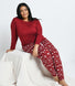 Soft Touch Pyjama Set Curvy - Burgundy Christmas Print