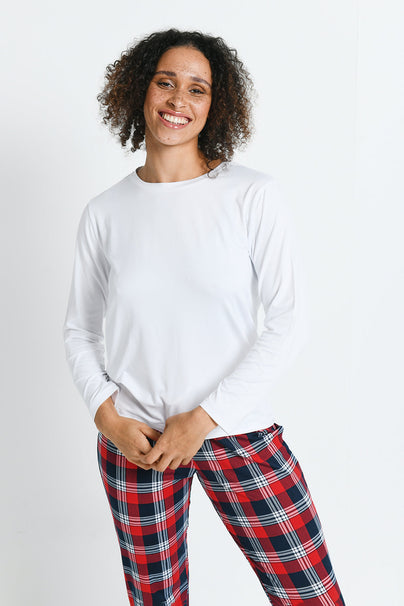 Soft Touch Pyjama Set Curvy - Navy & Red Check