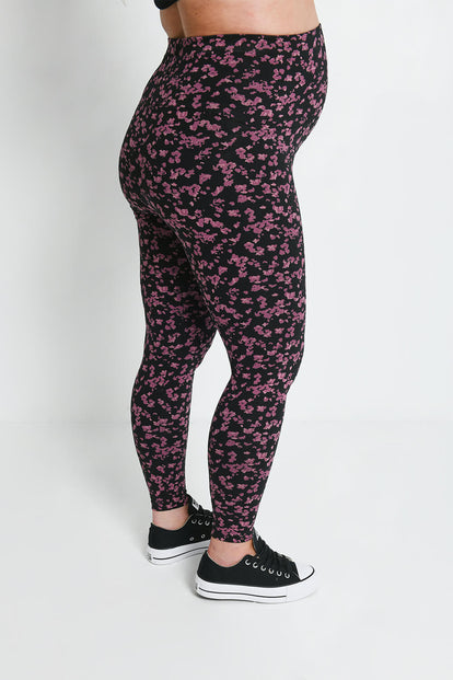 Everyday Umstandsleggings - Black/Burgundy Floral