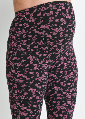 Everyday Umstandsleggings - Black/Burgundy Floral