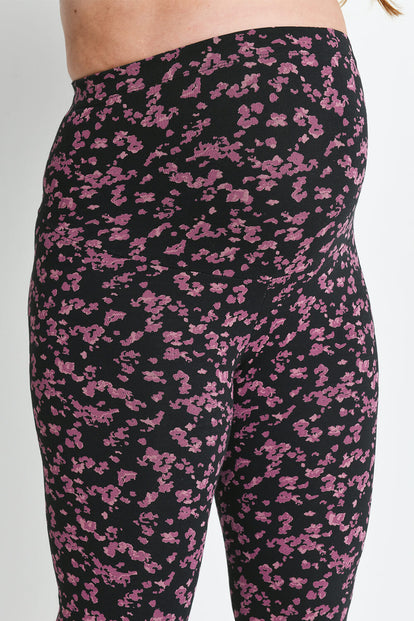 Everyday Umstandsleggings - Black/Burgundy Floral