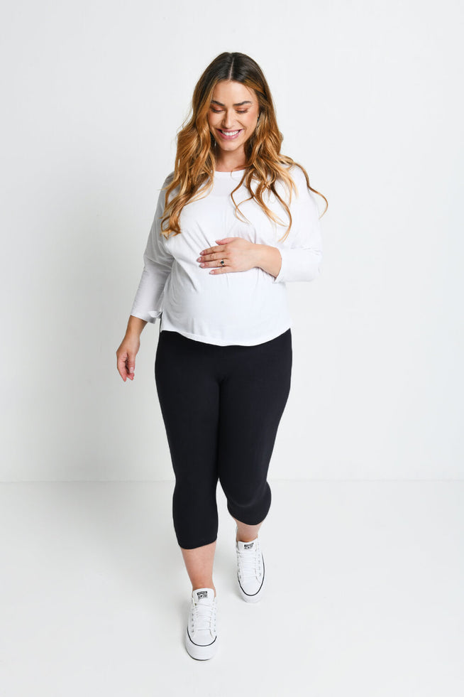 Everyday Cropped Umstandsleggings - Black