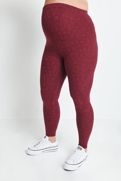 Everyday Umstandsleggings - Burgundy Animal Print