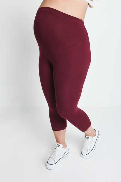 Everyday Cropped Umstandsleggings - Burgundy