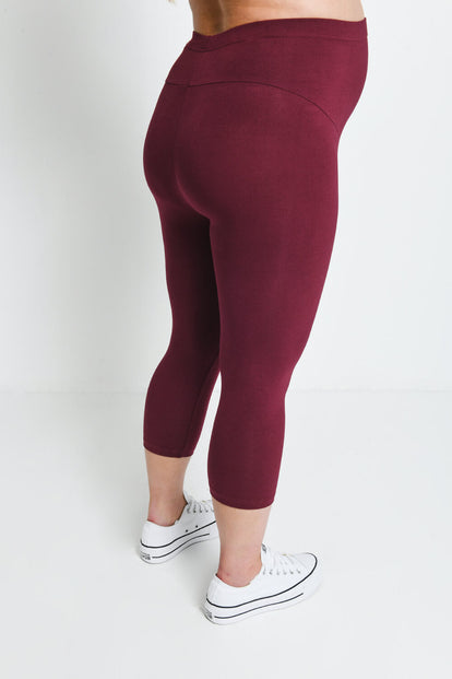 Everyday Cropped Umstandsleggings - Burgundy