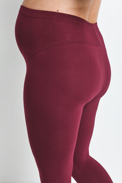 Everyday Cropped Umstandsleggings - Burgundy