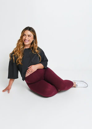 Everyday Cropped Umstandsleggings - Burgundy