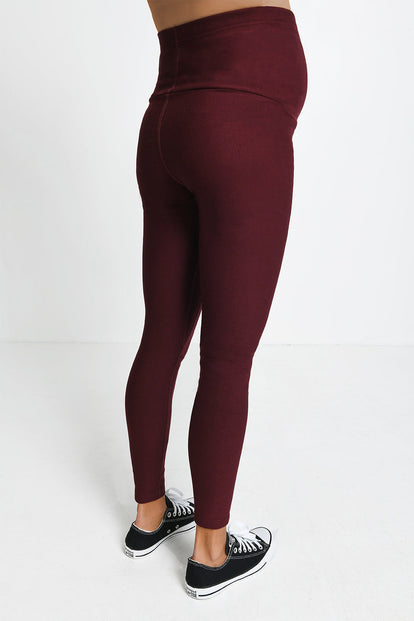 Everyday Umstandsleggings Winter High Waisted Leggings - Burgundy