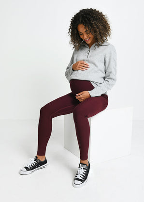 Everyday Umstandsleggings Winter High Waisted Leggings - Burgundy