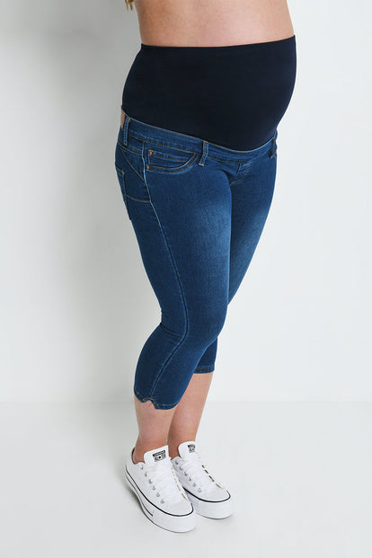 Cropped Umstandsjeggings - Dark Blue