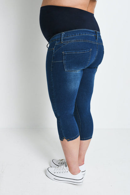 Cropped Umstandsjeggings - Dark Blue