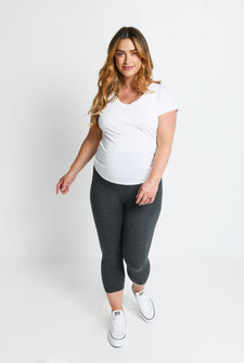 Everyday Cropped Umstandsleggings - Dark Grey Marl