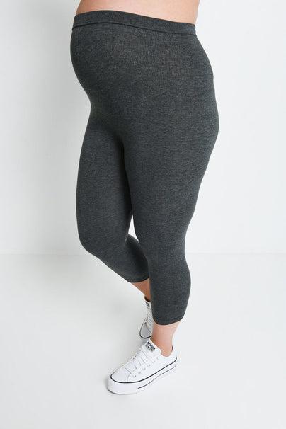 Everyday Cropped Umstandsleggings - Dark Grey Marl