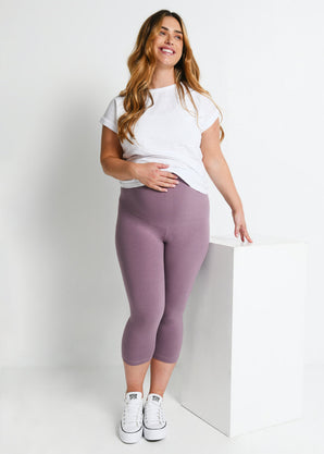 Everyday Cropped Umstandsleggings - Elderberry Purple