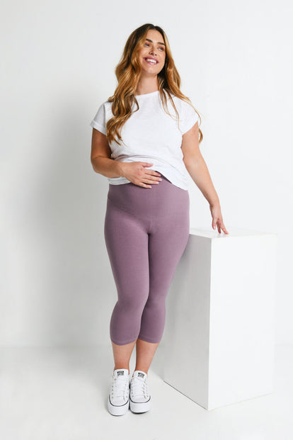 Everyday Cropped Umstandsleggings - Elderberry Purple