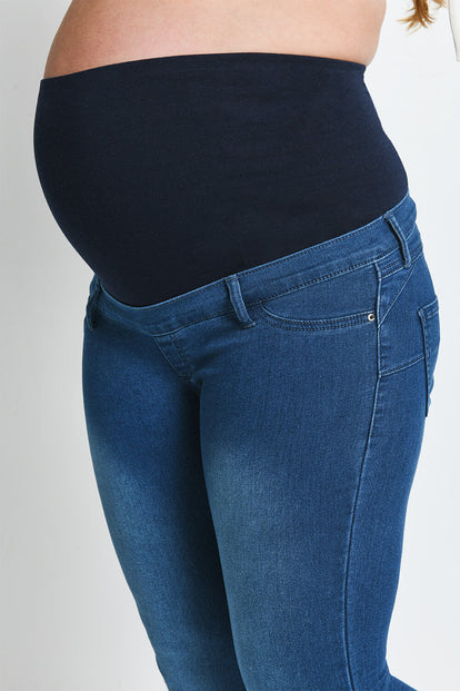 Cropped Umstandsjeggings - Mid Blue