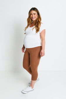 Everyday Cropped Umstandsleggings - Mocha Brown