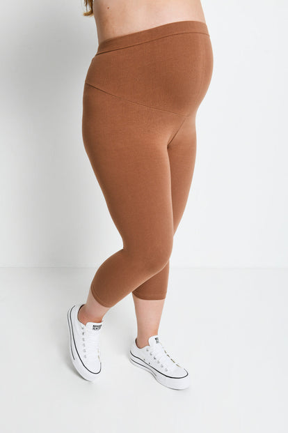 Everyday Cropped Umstandsleggings - Mocha Brown