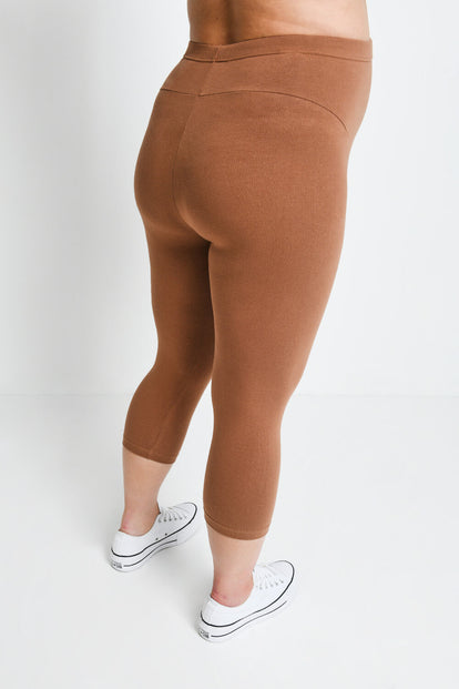 Everyday Cropped Umstandsleggings - Mocha Brown