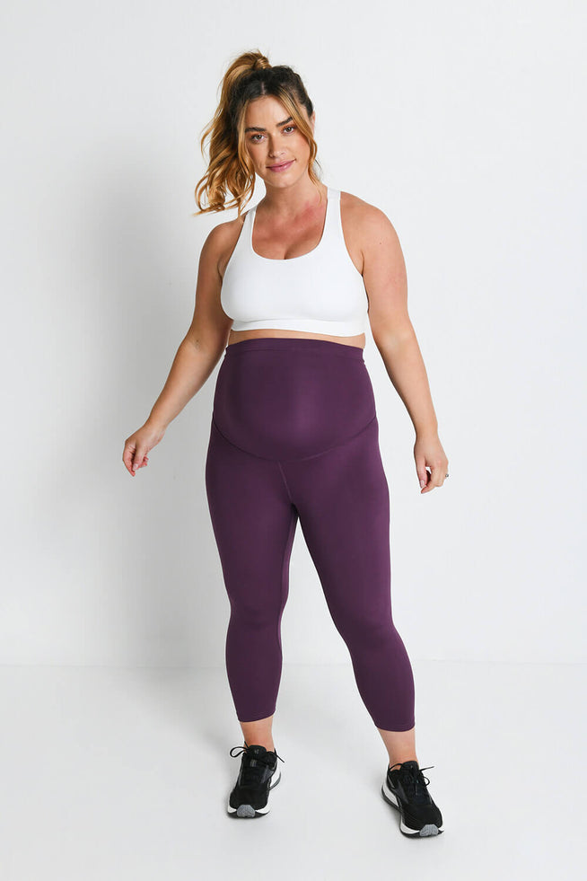 Focus Cropped Umstandsleggings Sport - Mulberry Plum