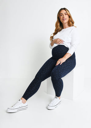 Everyday Umstandsleggings - Navy Animal Print