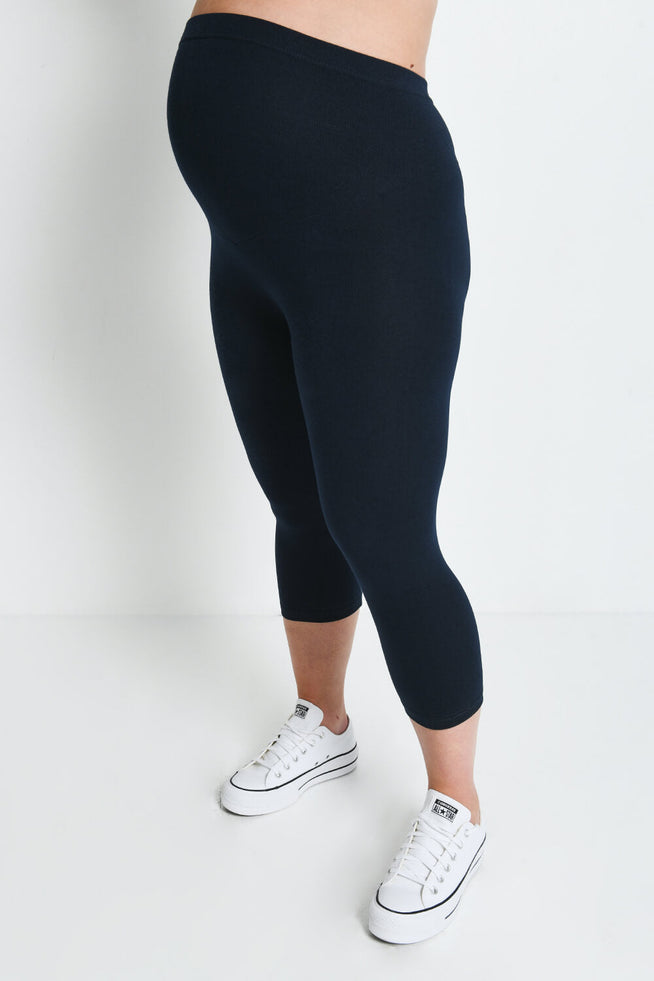 Everyday Cropped Umstandsleggings - Navy Blue