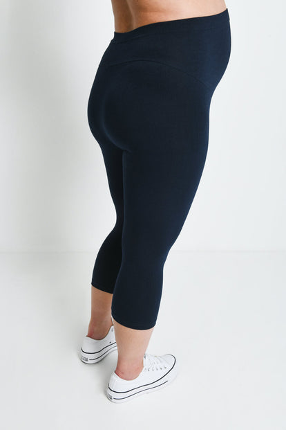 Everyday Cropped Umstandsleggings - Navy Blue