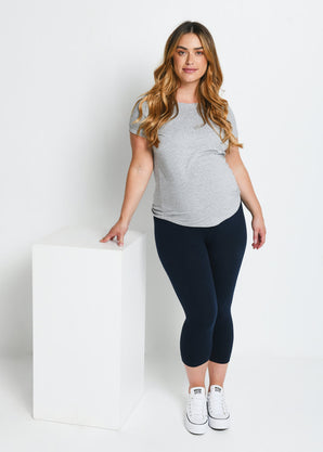 Everyday Cropped Umstandsleggings - Navy Blue